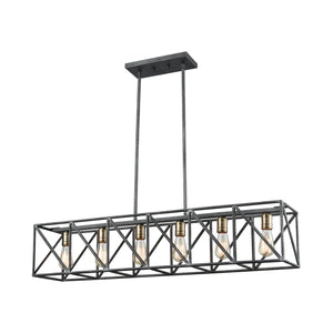 ELK Home - 15254/6 - Six Light Linear Chandelier - Crossbar - Silverdust Iron