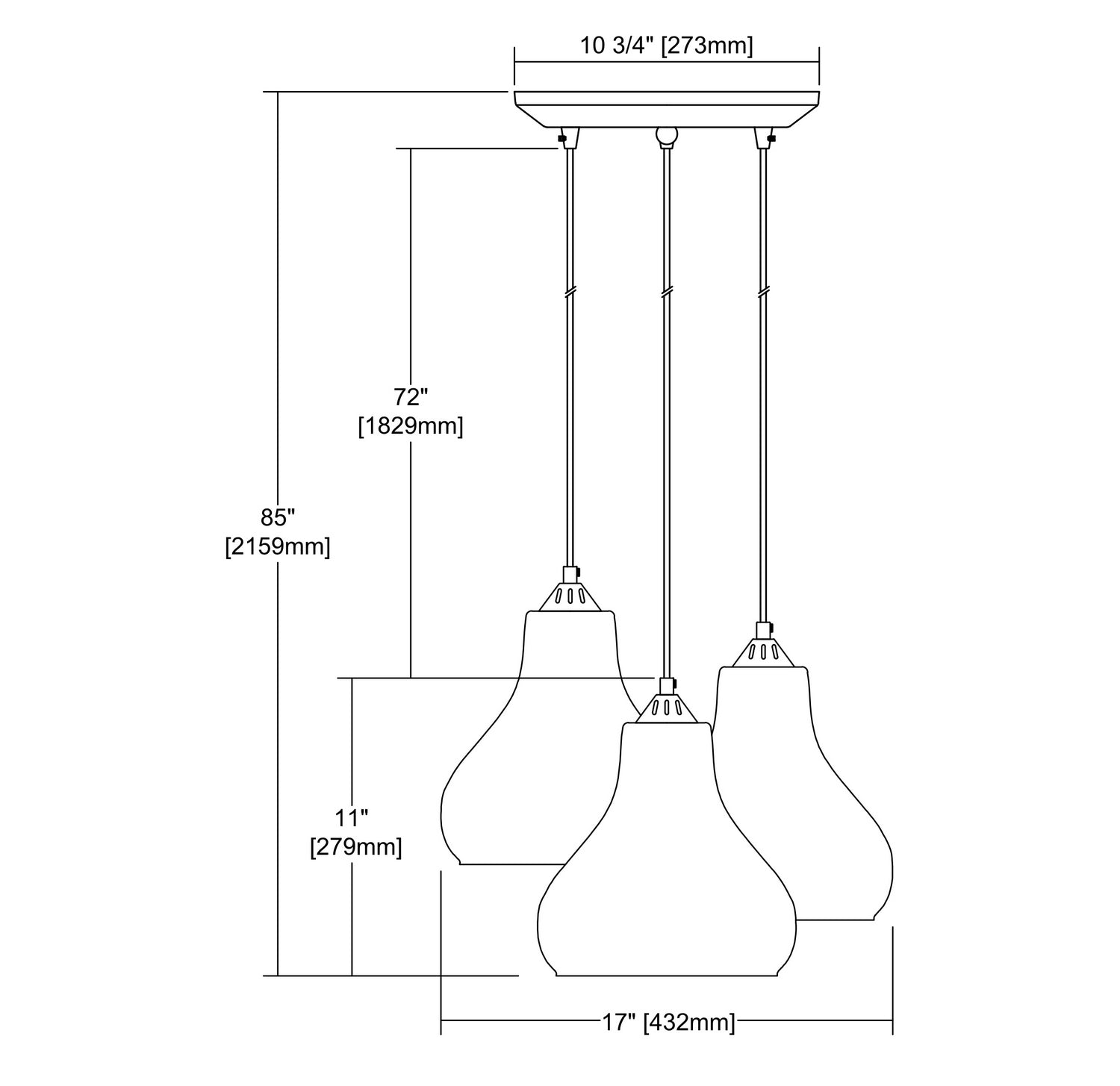 ELK Home - 25100/3 - Three Light Pendant - Belmont - Satin Nickel