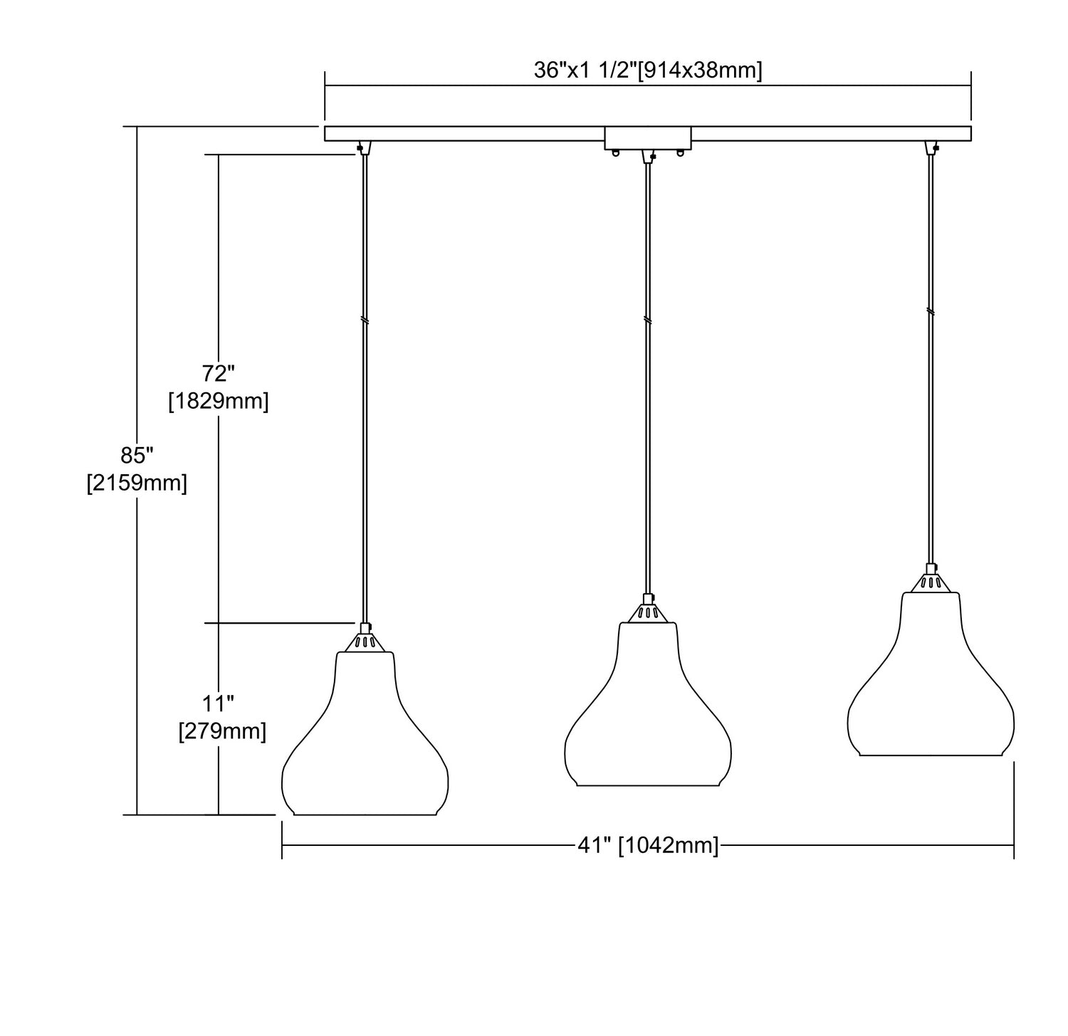 ELK Home - 25100/3L - Three Light Pendant - Belmont - Satin Nickel