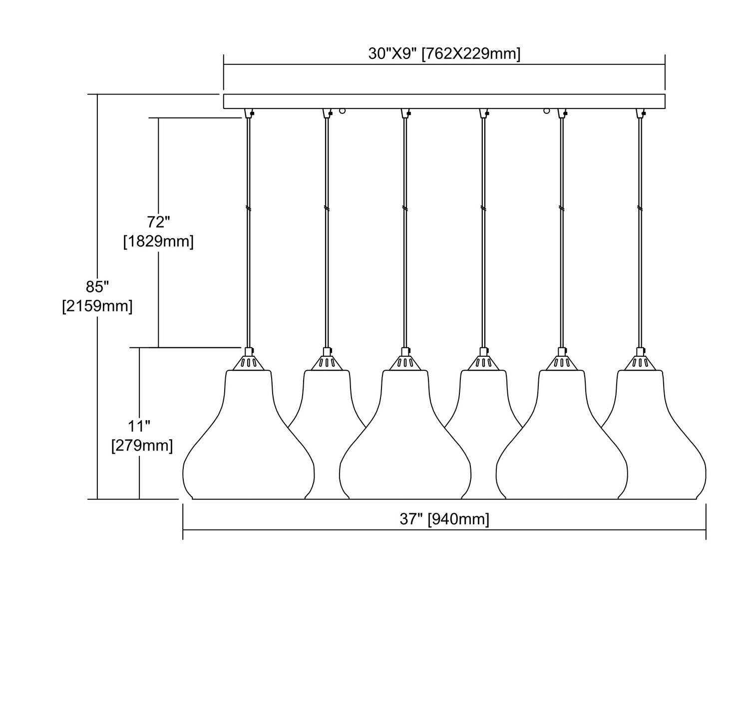 ELK Home - 25100/6RC - Six Light Pendant - Belmont - Satin Nickel