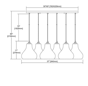 ELK Home - 25100/6RC - Six Light Pendant - Belmont - Satin Nickel