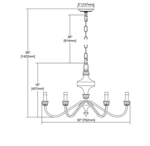 ELK Home - 33053/6 - Six Light Chandelier - Ceramique - Antique Gold Leaf