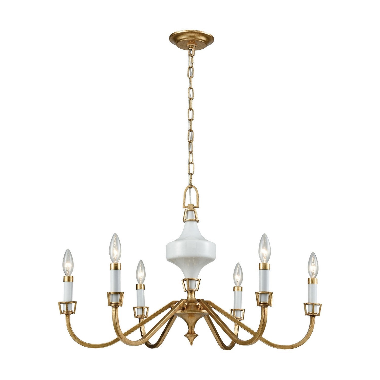 ELK Home - 33053/6 - Six Light Chandelier - Ceramique - Antique Gold Leaf