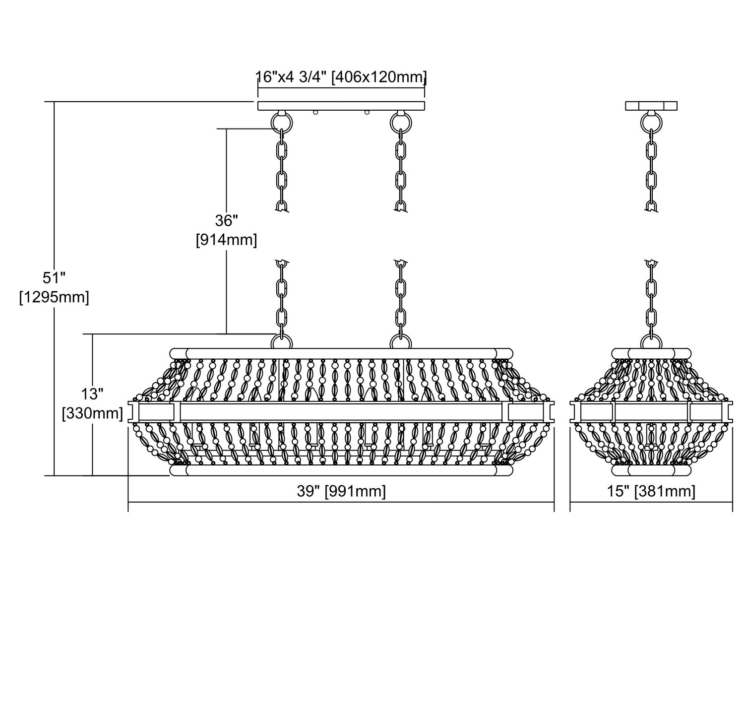 ELK Home - 33192/6 - Six Light Linear Chandelier - Summerton - Washed Gray