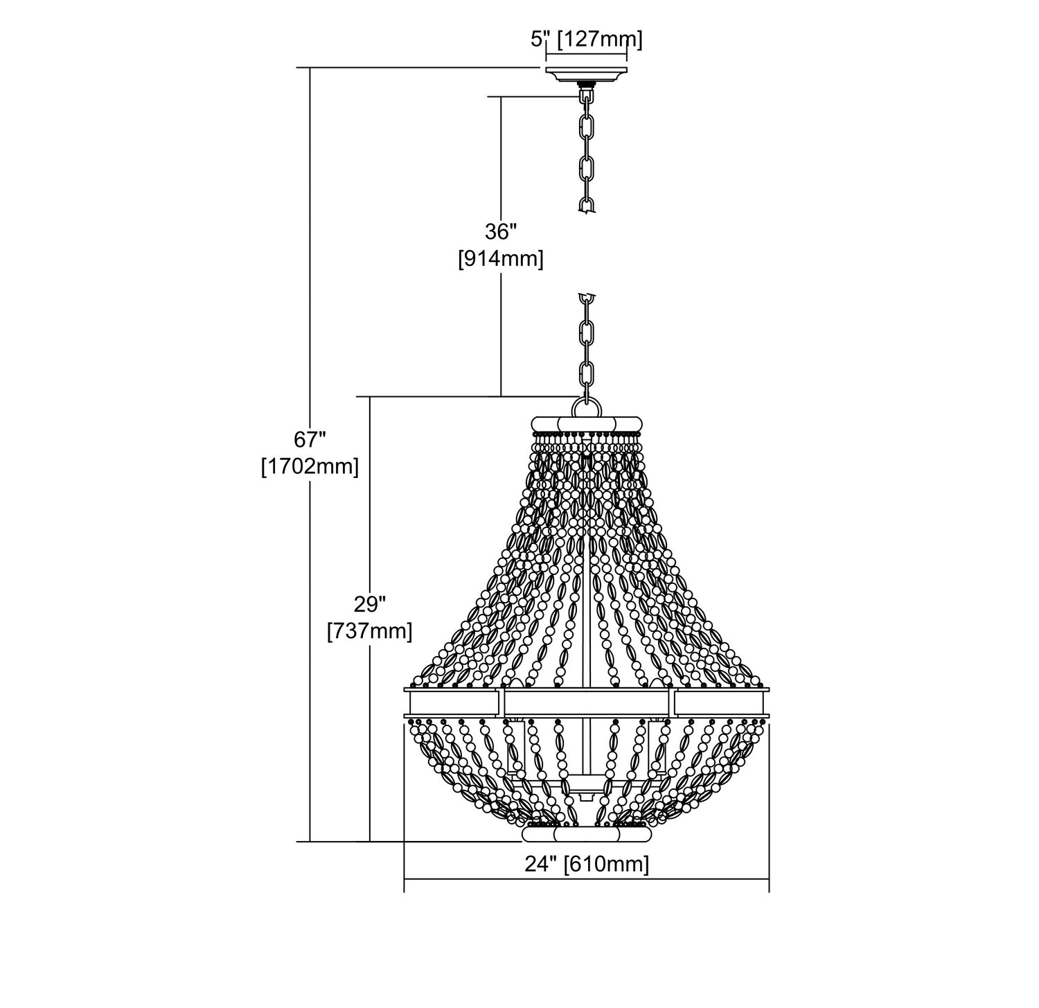 ELK Home - 33194/5 - Five Light Chandelier - Summerton - Washed Gray