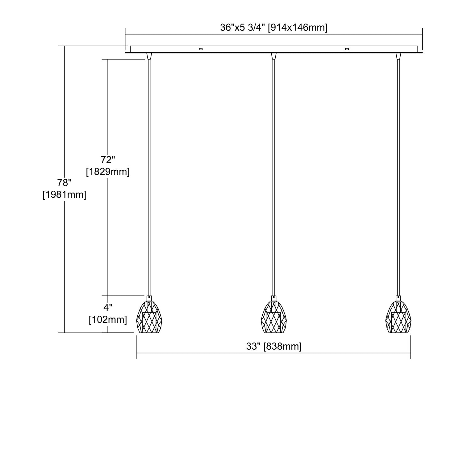 ELK Home - 33220/3LP - Three Light Pendant - Socketholder - Polished Chrome