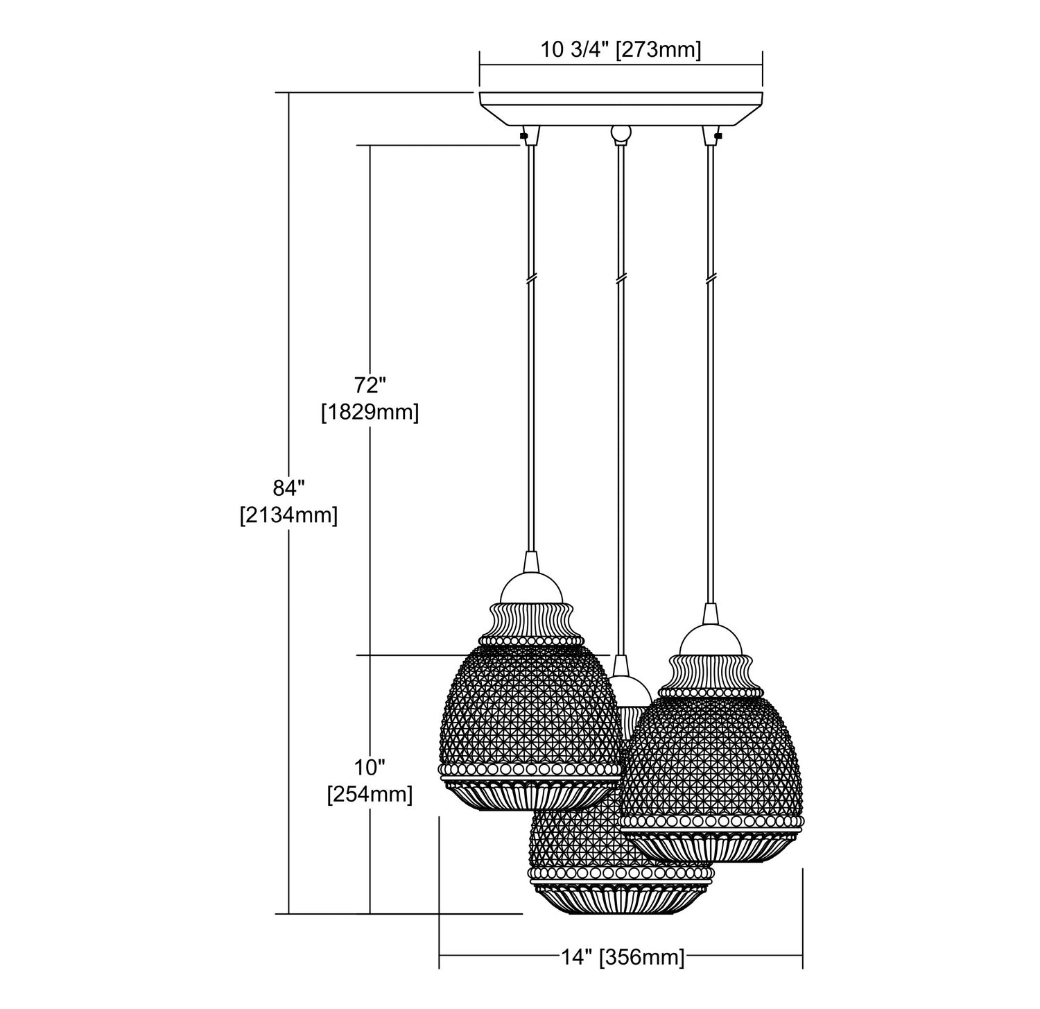 ELK Home - 56590/3 - Three Light Pendant - Victoriana - Polished Chrome