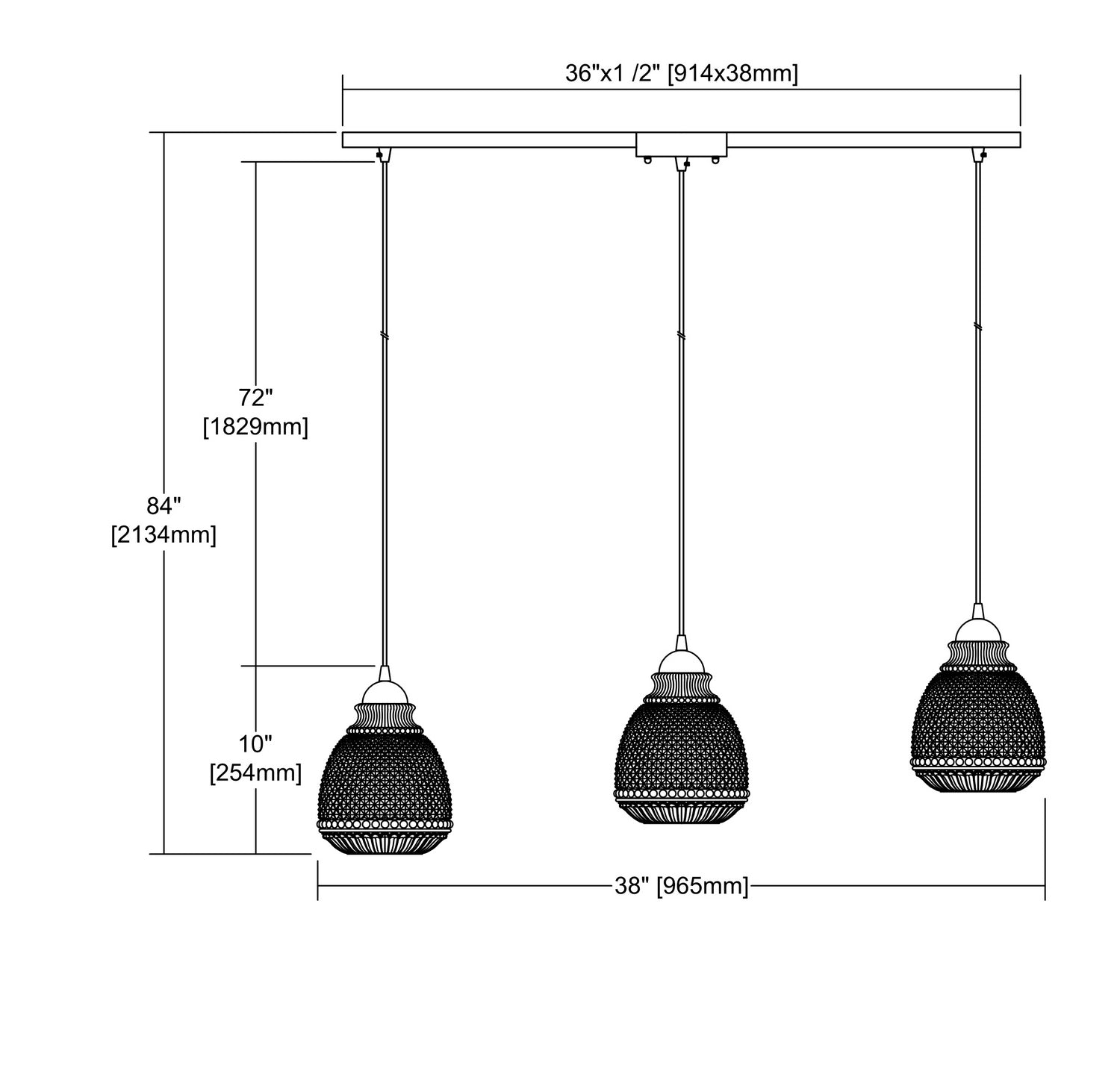 ELK Home - 56590/3L - Three Light Pendant - Victoriana - Polished Chrome