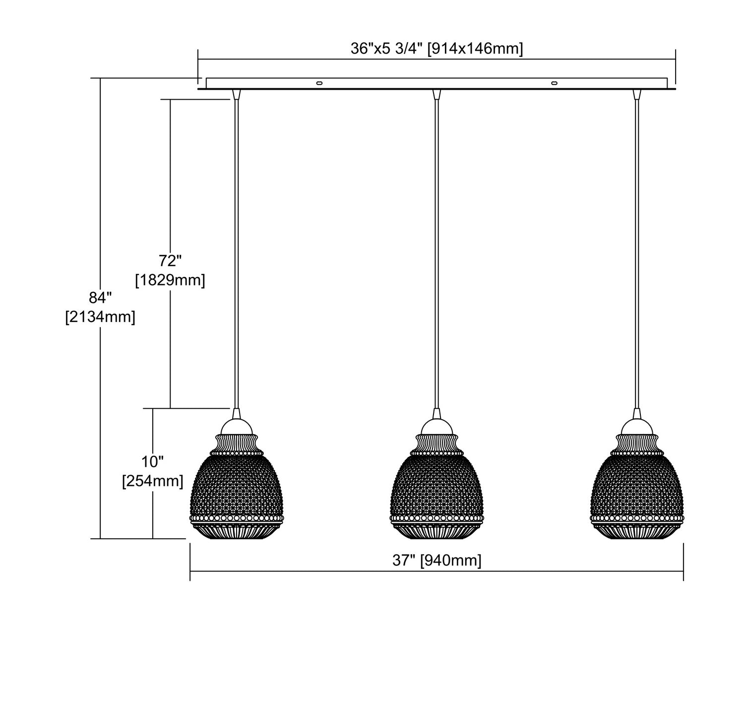 ELK Home - 56590/3LP - Three Light Pendant - Victoriana - Polished Chrome