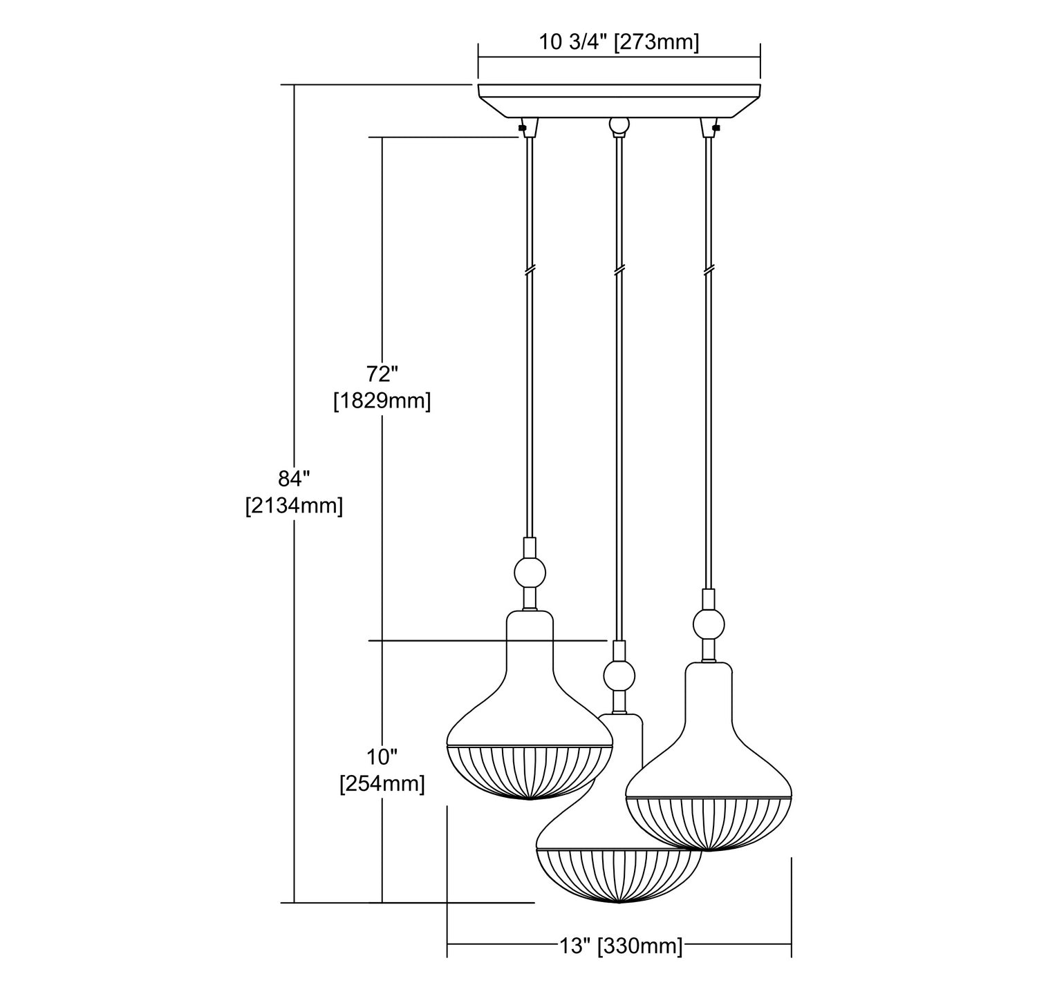 ELK Home - 56623/3 - Three Light Pendant - Ravette - Polished Chrome