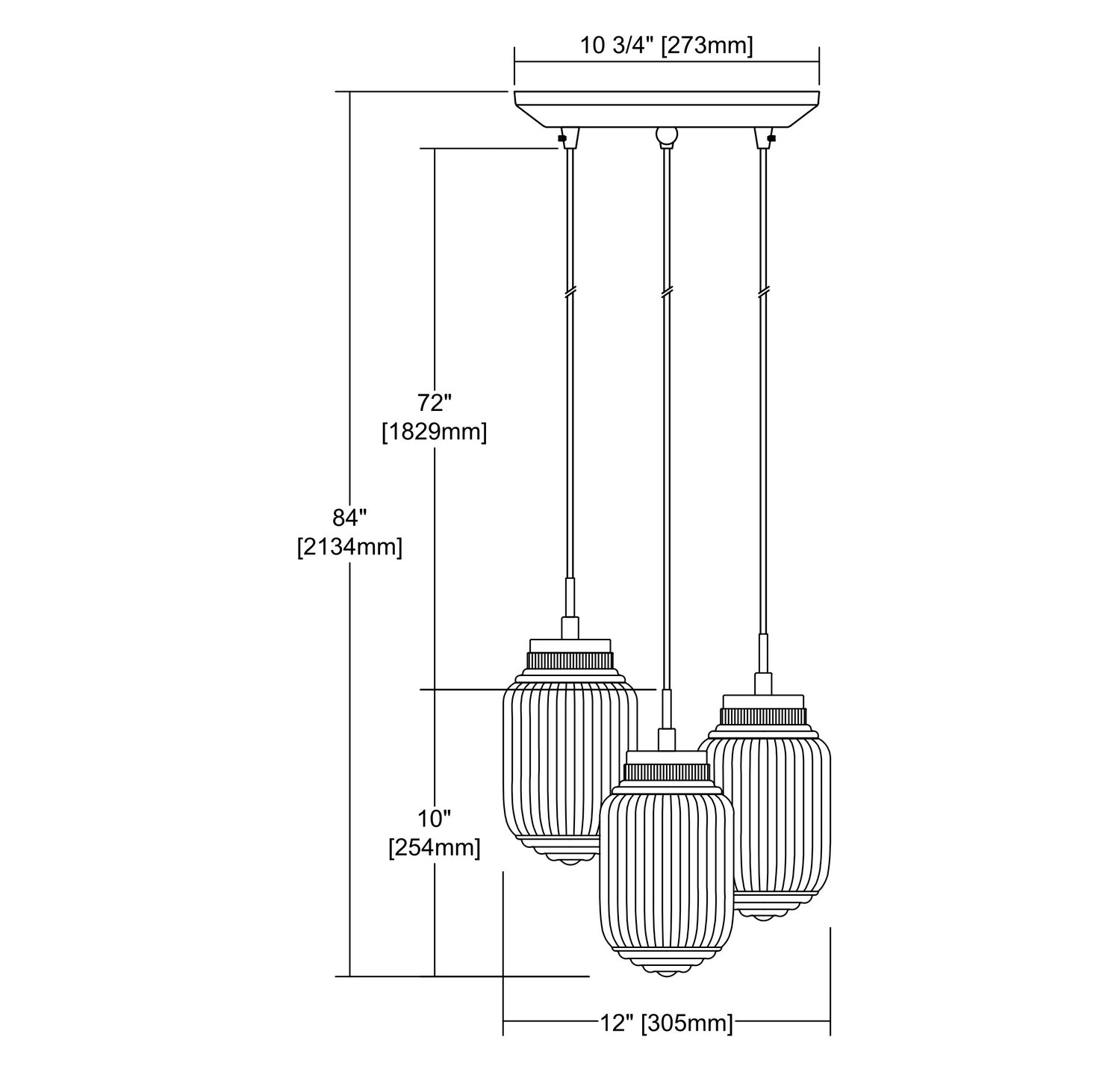 ELK Home - 56662/3 - Three Light Pendant - Dubois - Polished Chrome