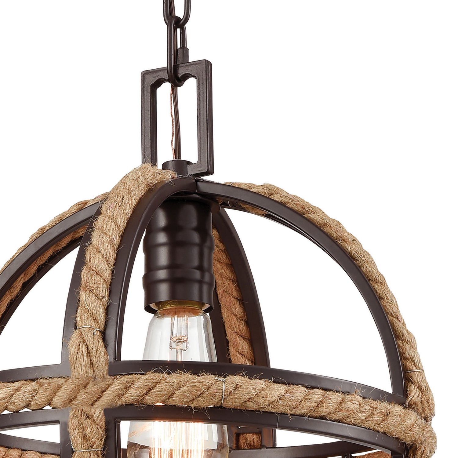 ELK Home - 63063-1 - One Light Mini Pendant - Natural Rope - Oil Rubbed Bronze