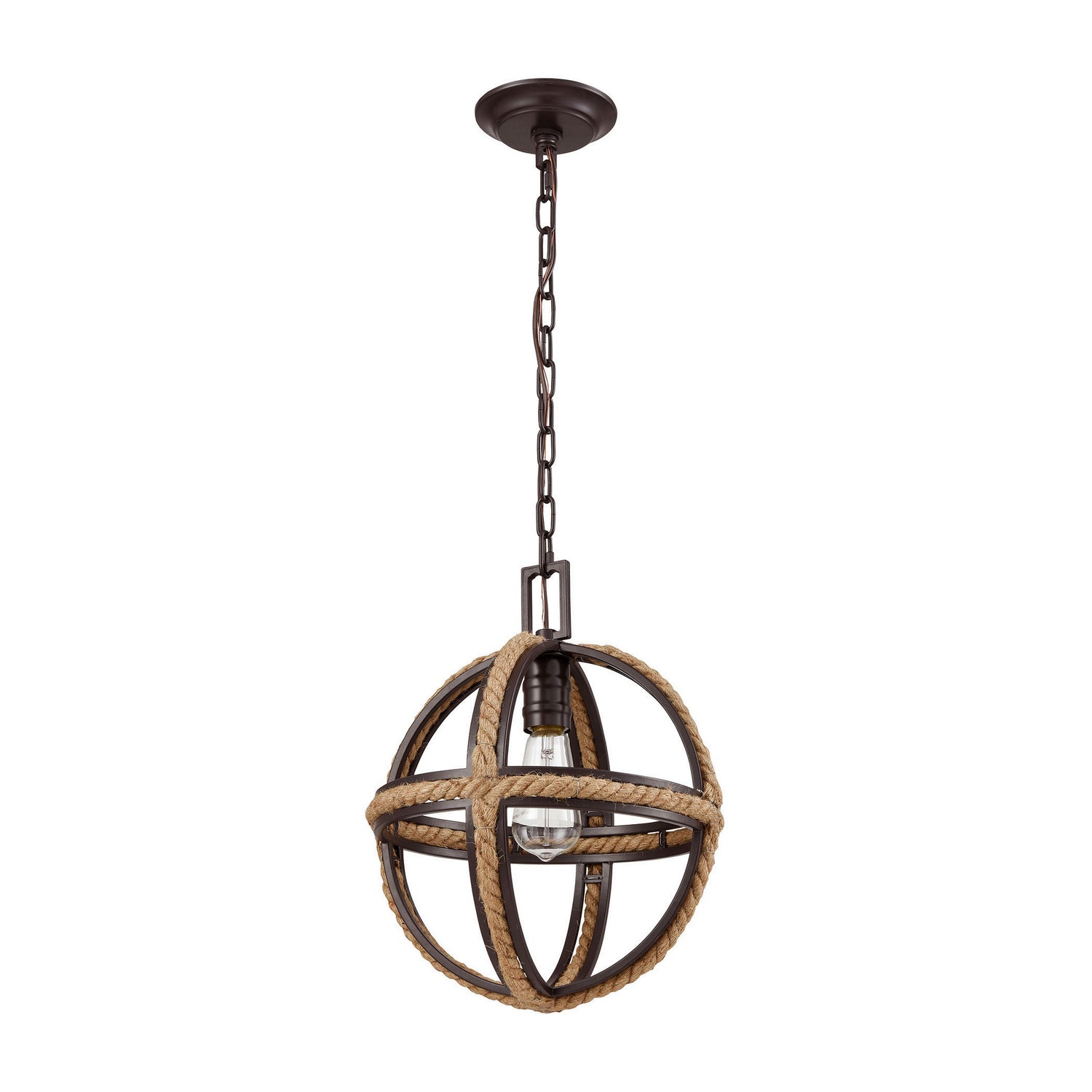 ELK Home - 63063-1 - One Light Mini Pendant - Natural Rope - Oil Rubbed Bronze