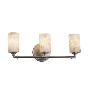 Justice Designs - ALR-8463-10-NCKL - Three Light Bath Bar - Alabaster Rocks - Brushed Nickel