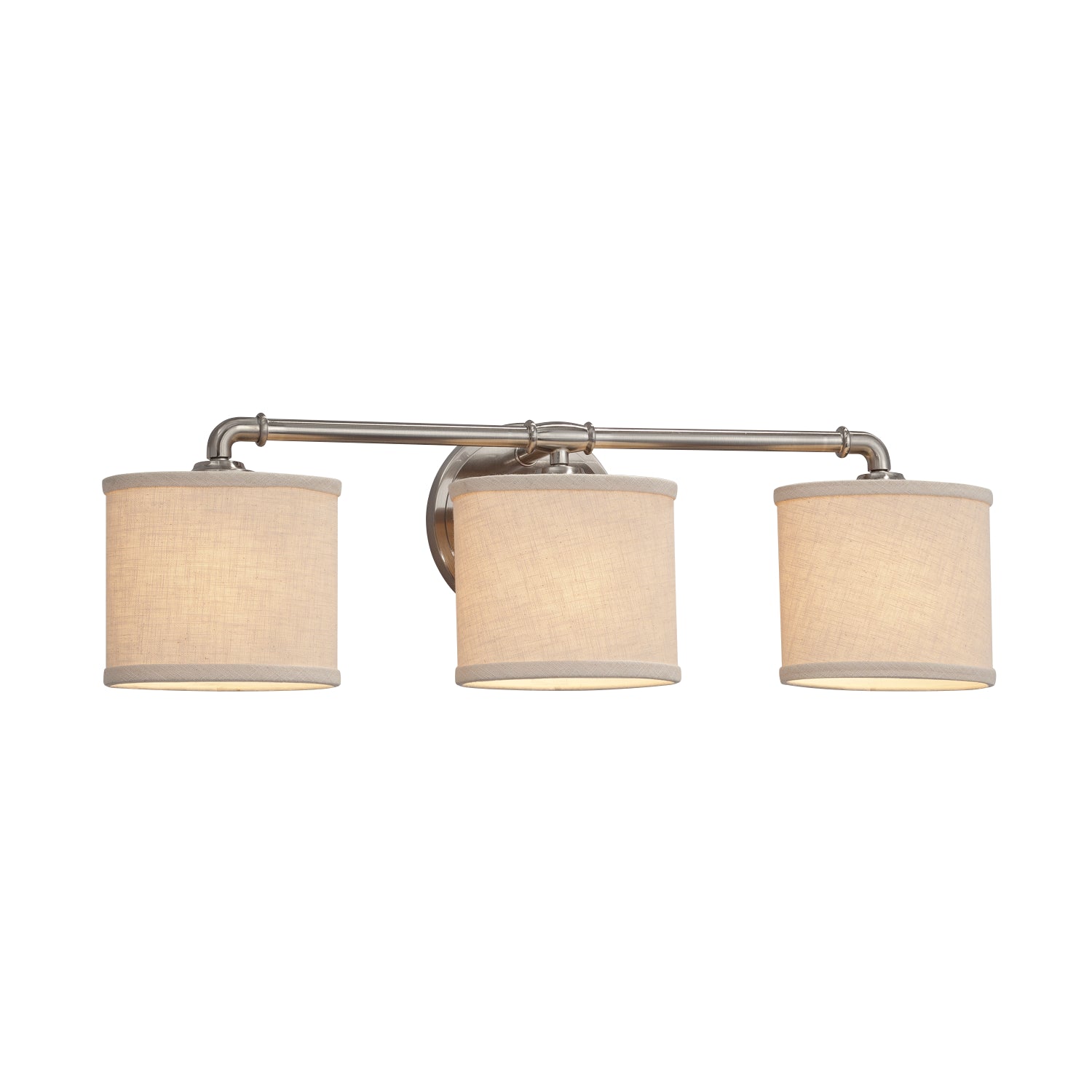 Justice Designs - FAB-8463-30-CREM-NCKL - Three Light Bath Bar - Textile - Brushed Nickel