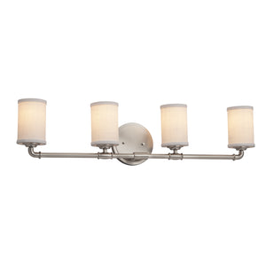 Justice Designs - FAB-8464-10-WHTE-NCKL - Four Light Bath Bar - Textile - Brushed Nickel