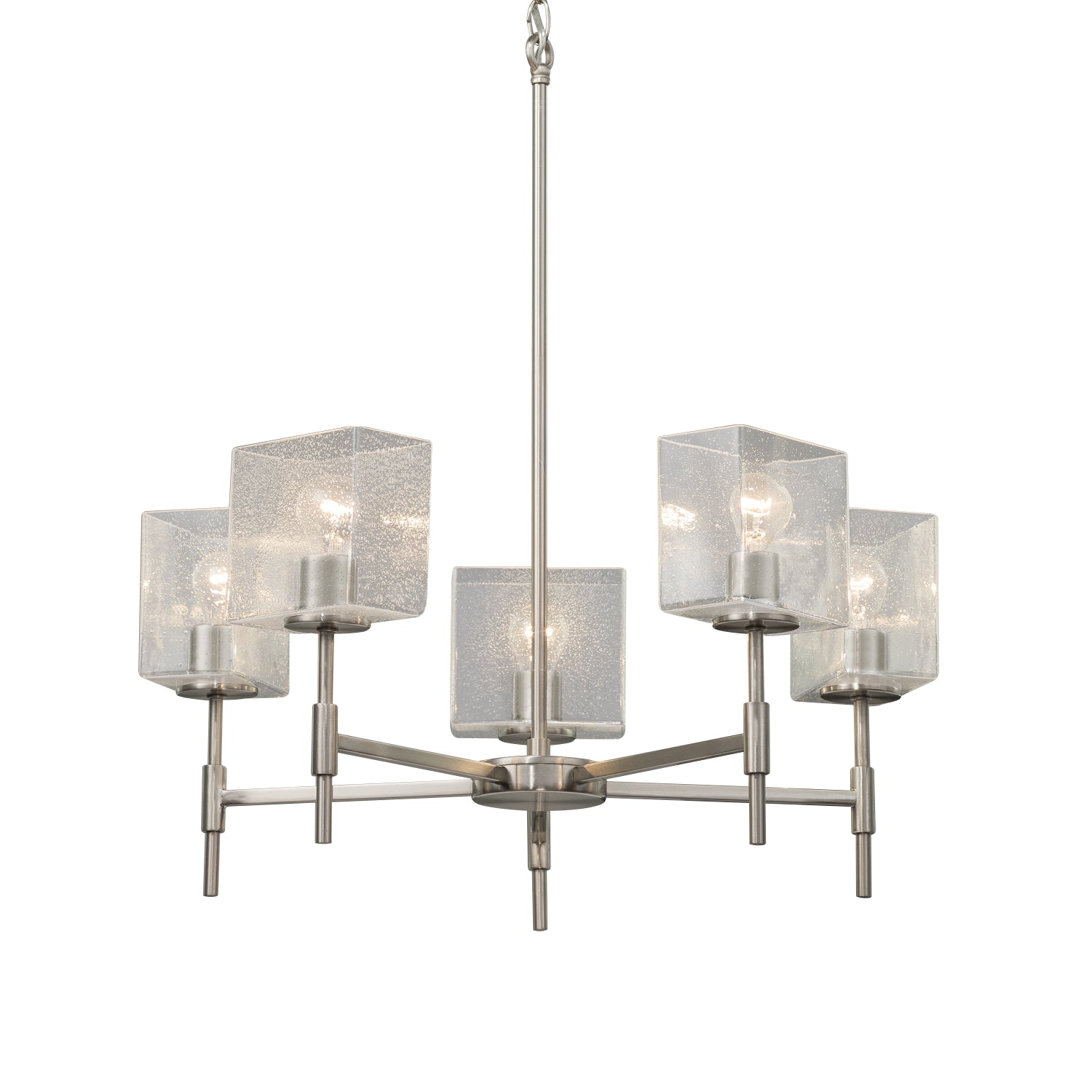 Justice Designs - FSN-8410-55-SEED-NCKL - Five Light Chandelier - Fusion - Brushed Nickel