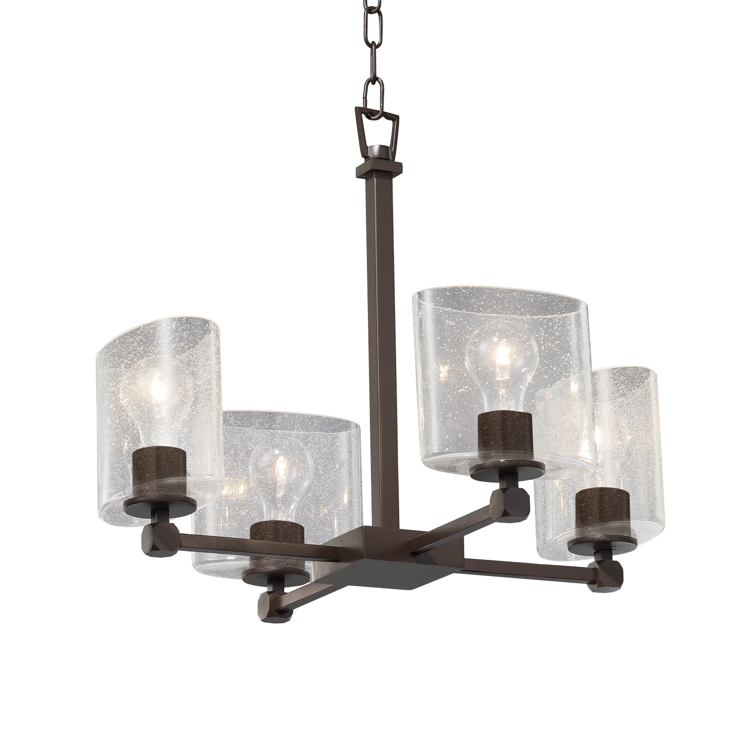 Justice Designs - FSN-8420-30-SEED-DBRZ - Four Light Chandelier - Fusion - Dark Bronze