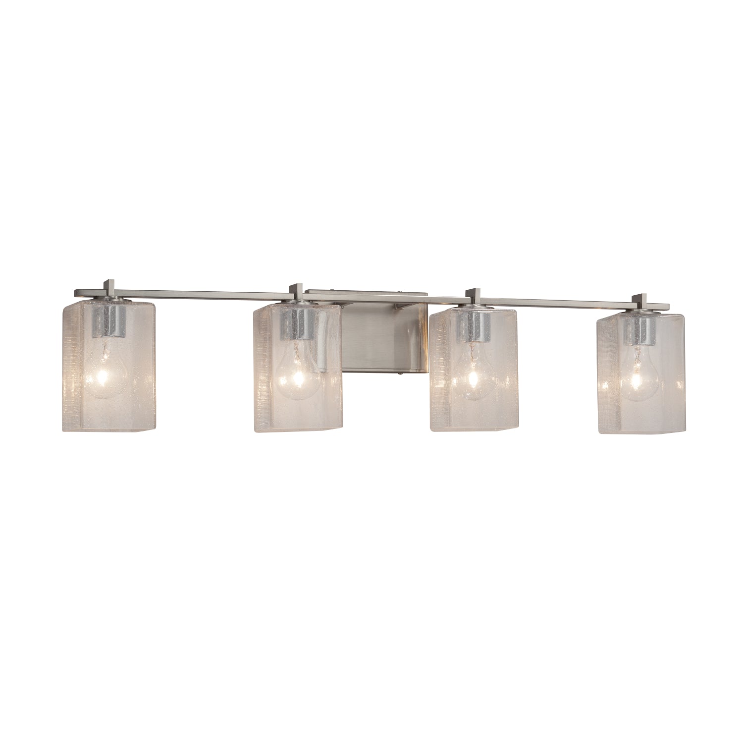 Justice Designs - FSN-8444-15-SEED-NCKL - Four Light Bath Bar - Fusion - Brushed Nickel