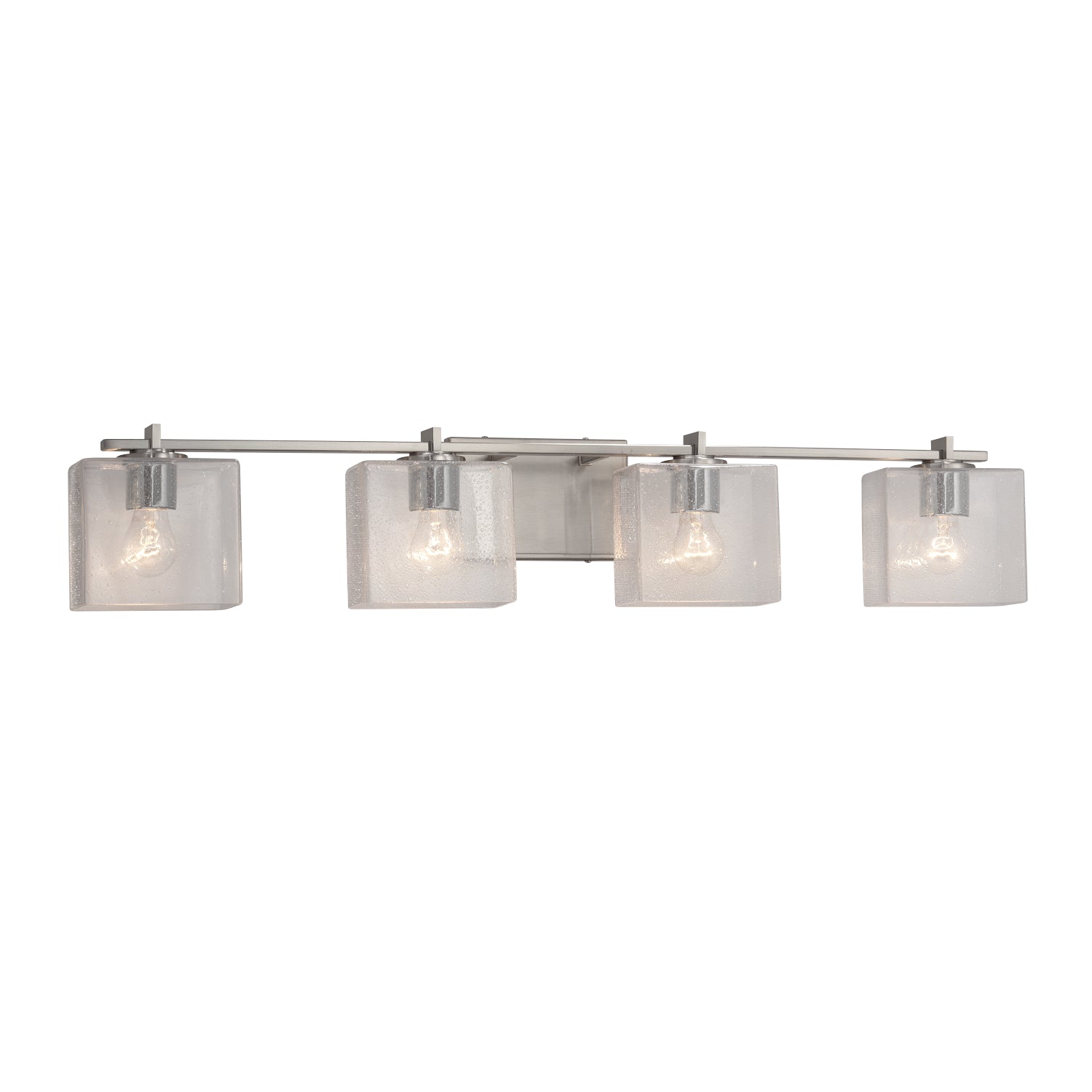 Justice Designs - FSN-8444-55-SEED-NCKL - Four Light Bath Bar - Fusion - Brushed Nickel