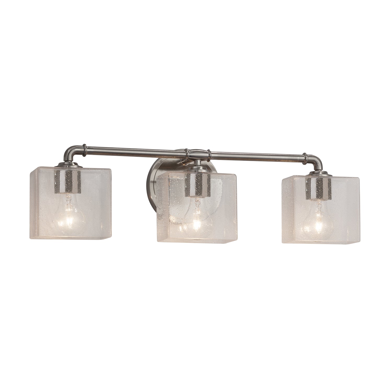 Justice Designs - FSN-8463-55-SEED-NCKL - Three Light Bath Bar - Fusion - Brushed Nickel