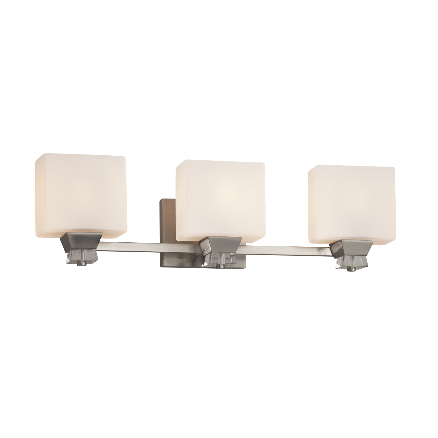 Justice Designs - FSN-8473-55-OPAL-NCKL - Three Light Bath Bar - Fusion - Brushed Nickel