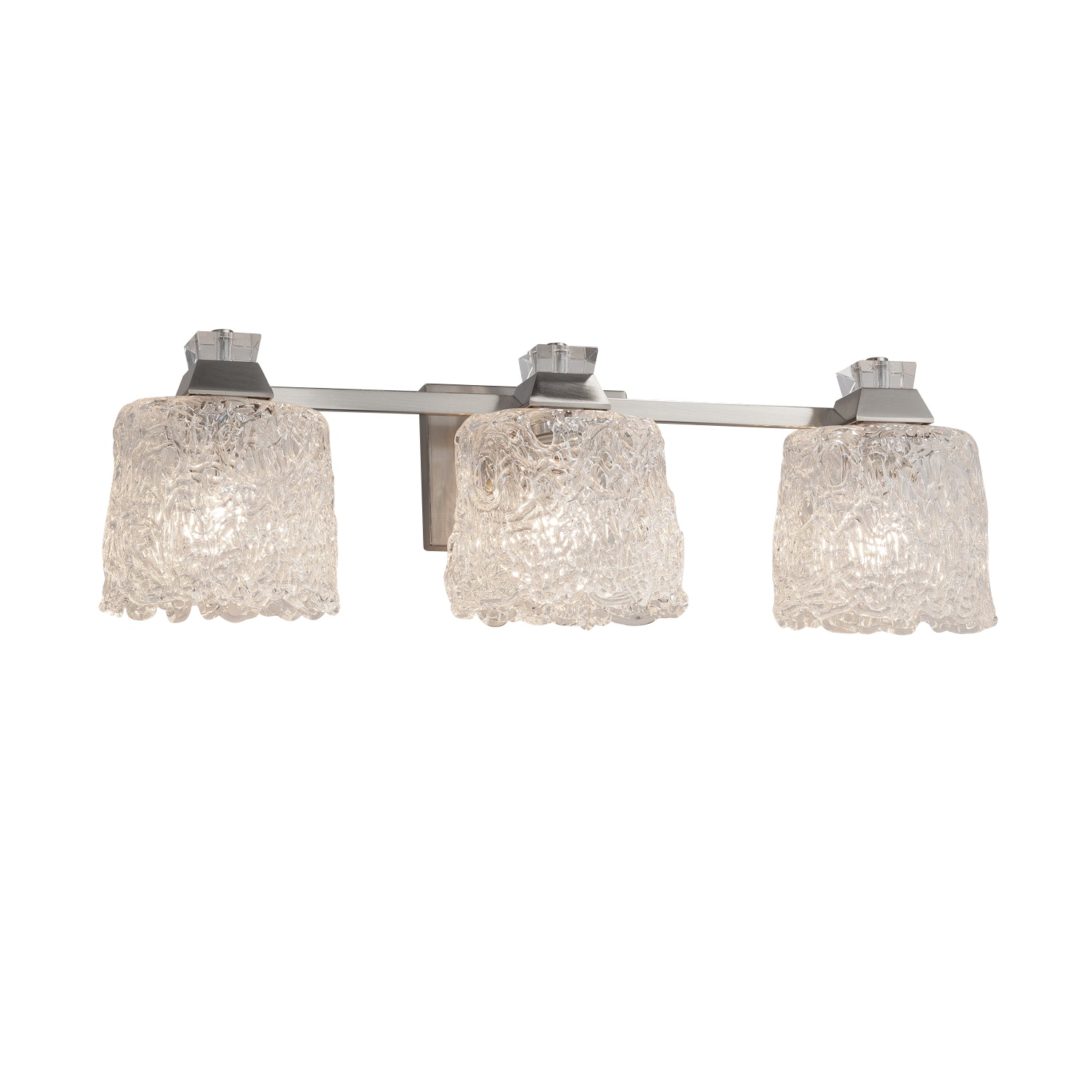 Justice Designs - GLA-8473-30-LACE-NCKL - Three Light Bath Bar - Veneto Luce - Brushed Nickel