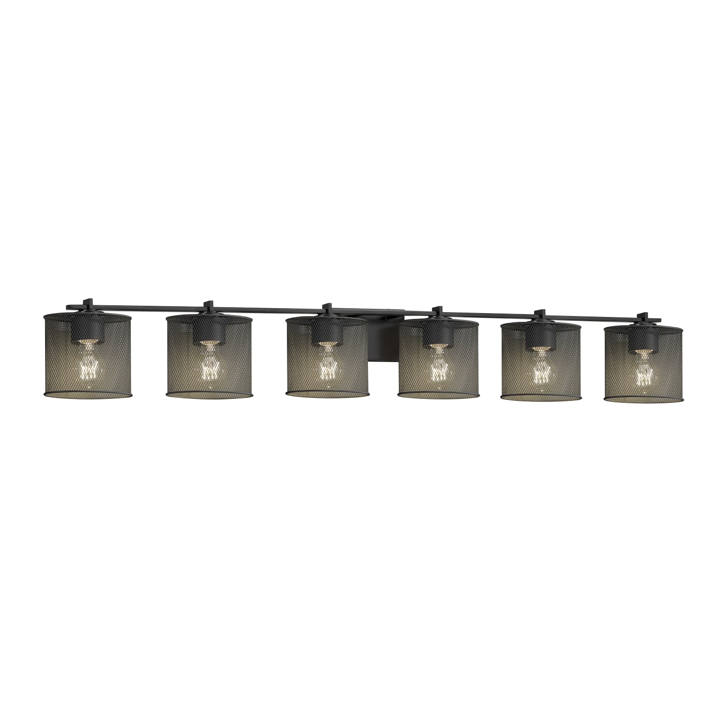 Justice Designs - MSH-8446-30-MBLK - Six Light Bath Bar - Wire Mesh - Matte Black