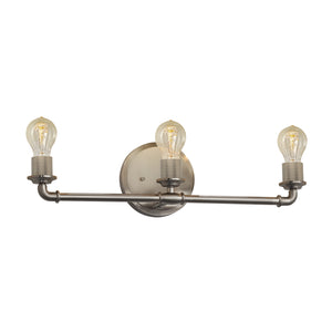 Justice Designs - NSH-8463-NCKL - Three Light Bath Bar - No Shade Material - Brushed Nickel