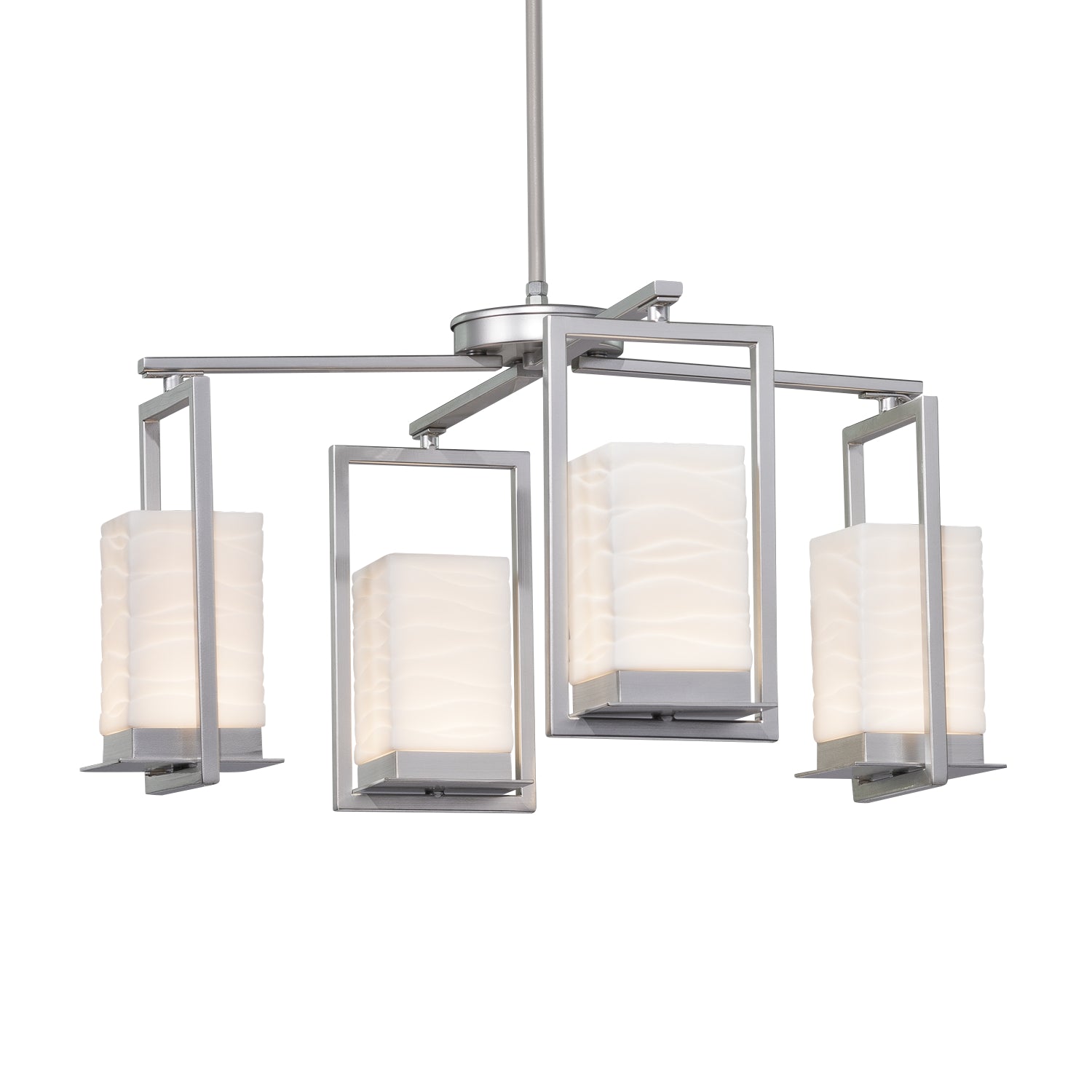 Justice Designs - PNA-7510W-WAVE-NCKL - LED Outdoor Chandelier - Porcelina - Brushed Nickel