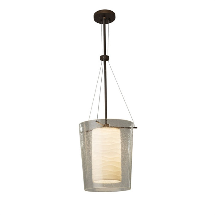 Justice Designs - PNA-8010-WAVE-DBRZ - One Light Pendant - Porcelina - Dark Bronze