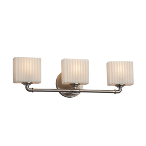 Justice Designs - PNA-8463-55-PLET-NCKL - Three Light Bath Bar - Porcelina - Brushed Nickel