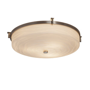 Justice Designs - PNA-8987-WAVE-NCKL - Three Light Flush-Mount - Porcelina - Brushed Nickel