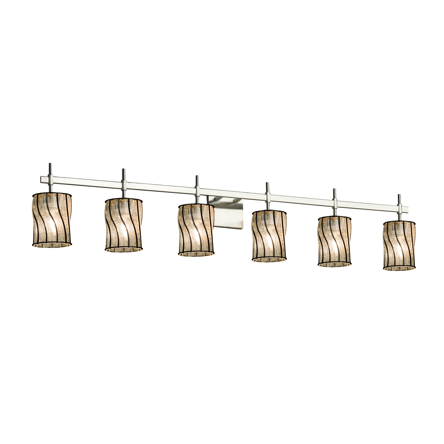 Justice Designs - WGL-8416-10-SWCB-NCKL - Six Light Bath Bar - Wire Glass - Brushed Nickel