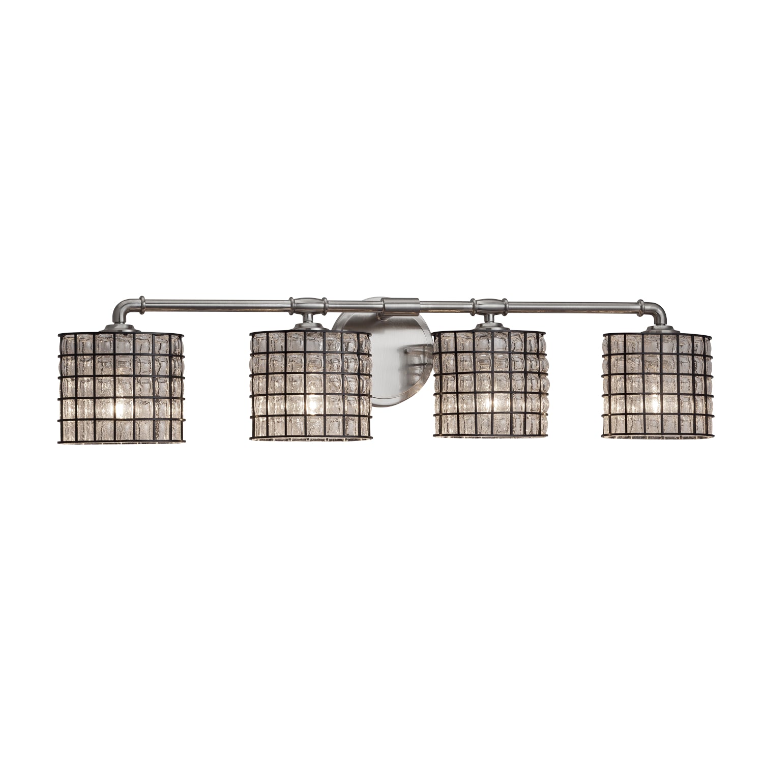 Justice Designs - WGL-8464-30-GRCB-NCKL - Four Light Bath Bar - Wire Glass - Brushed Nickel