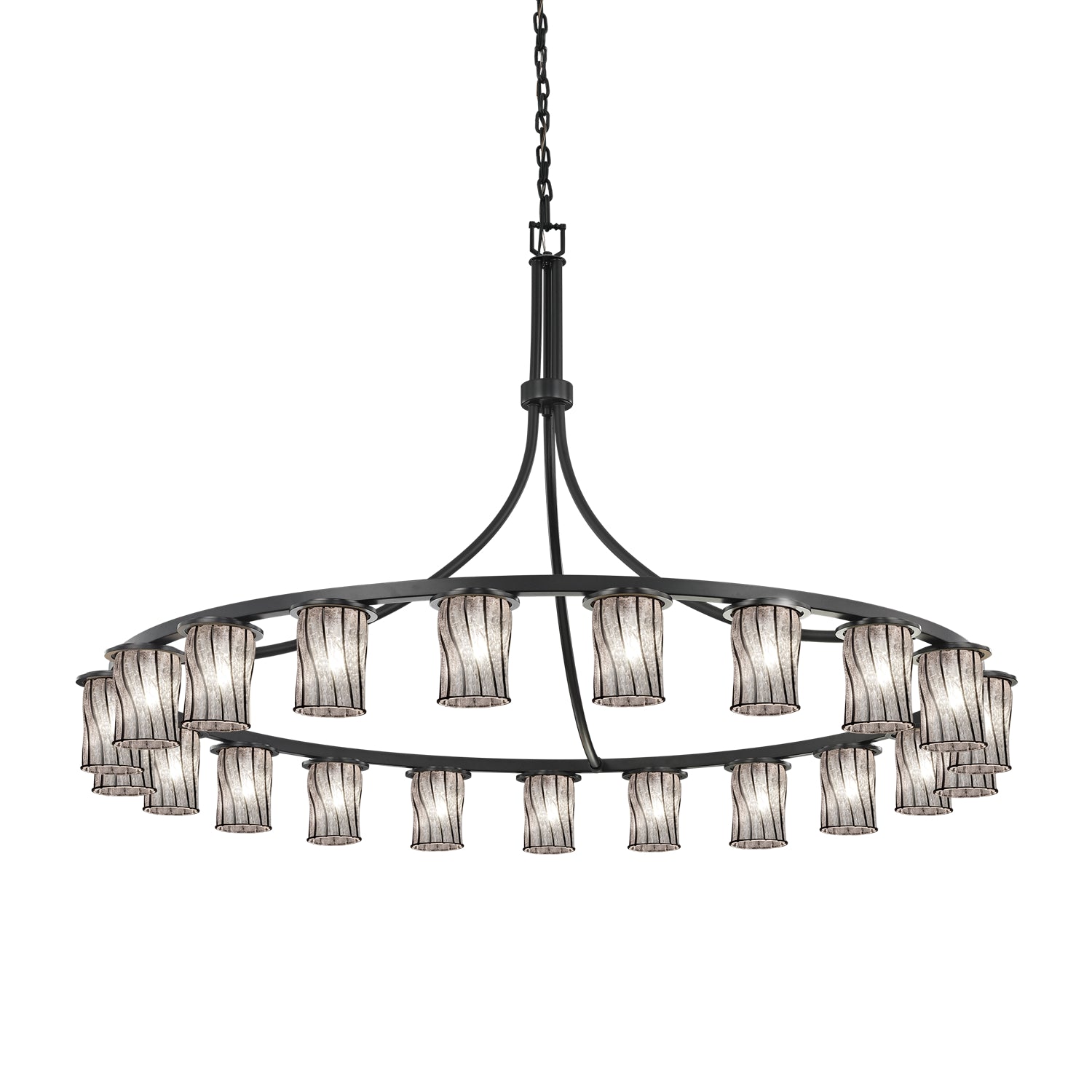 Justice Designs - WGL-8736-10-SWCB-MBLK - 21 Light Chandelier - Wire Glass - Matte Black