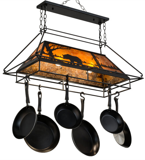 Meyda Tiffany - 172036 - Two Light Pot Rack - Bear At Lake - Textured Black