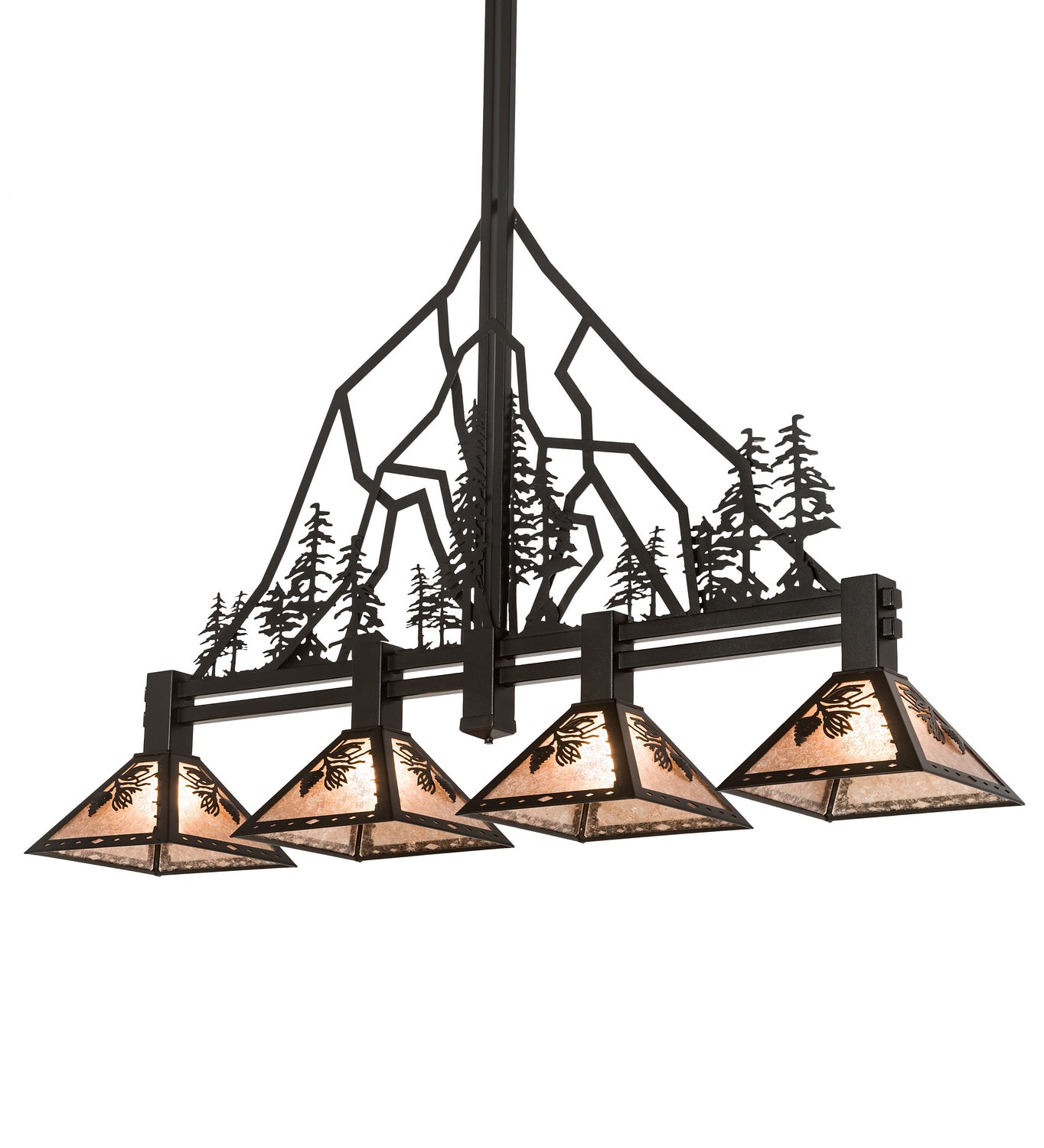 Meyda Tiffany - 195324 - Four Light Island Pendant - Tall Pines - Textured Black