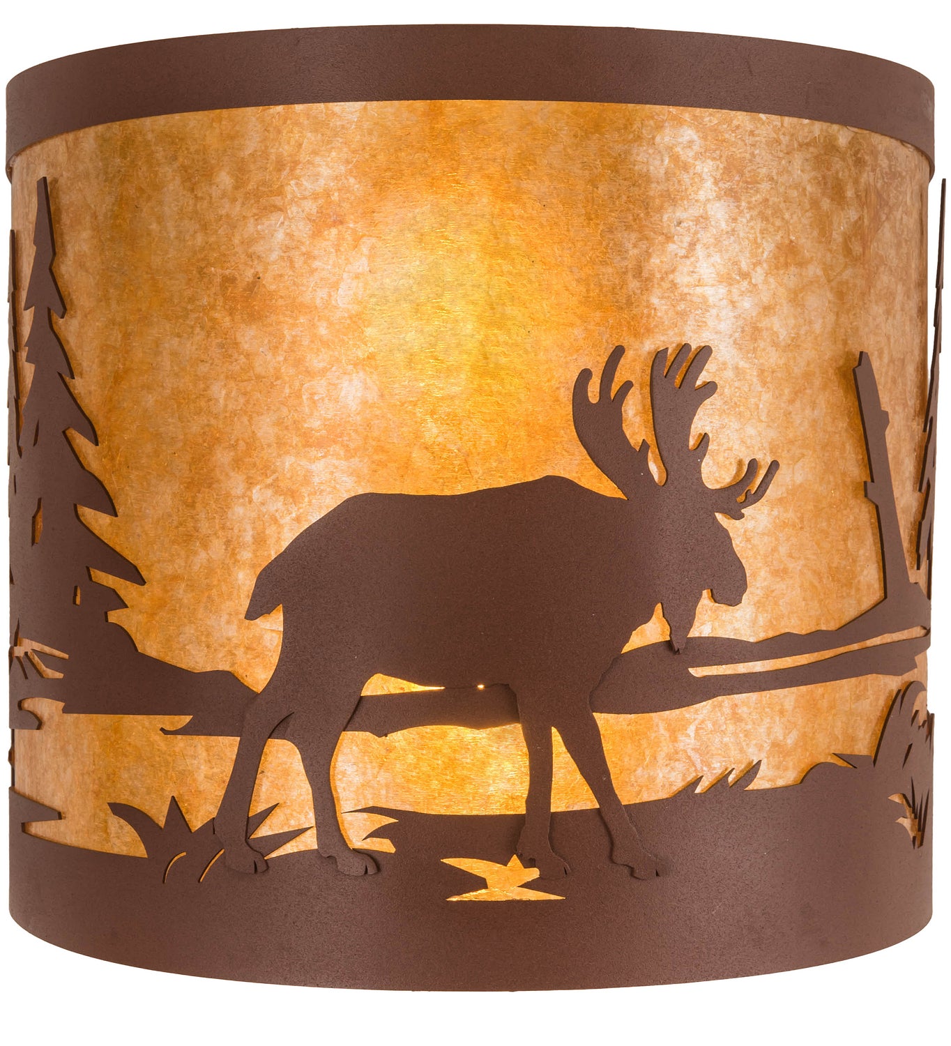 Meyda Tiffany - 200323 - Two Light Wall Sconce - Moose At Lake - Rust