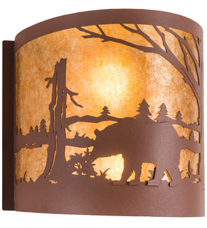 Meyda Tiffany - 200325 - Two Light Wall Sconce - Bear At Lake - Rust