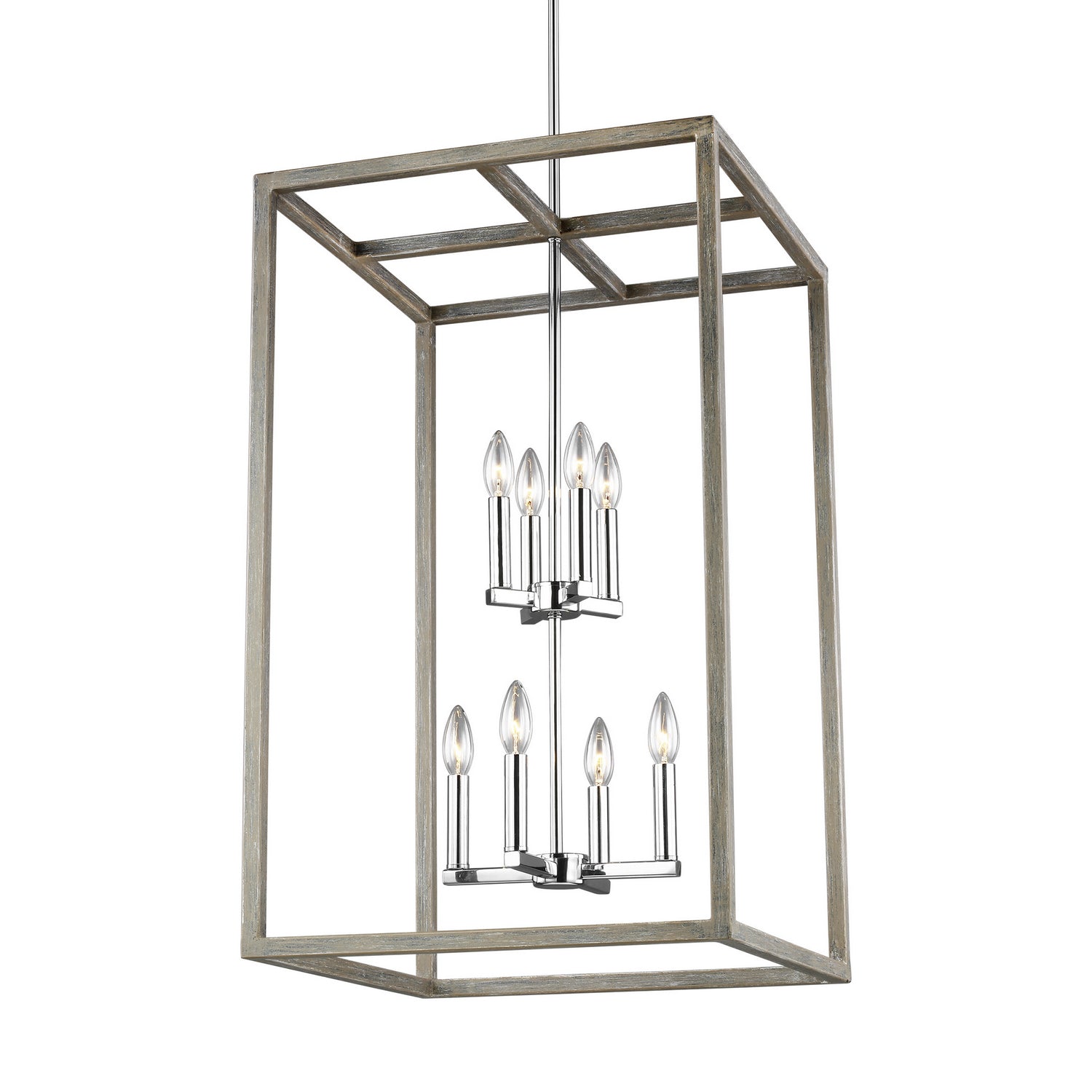 Generation Lighting. - 5134508-872 - Eight Light Hall / Foyer Pendant - Moffet Street - Washed Pine