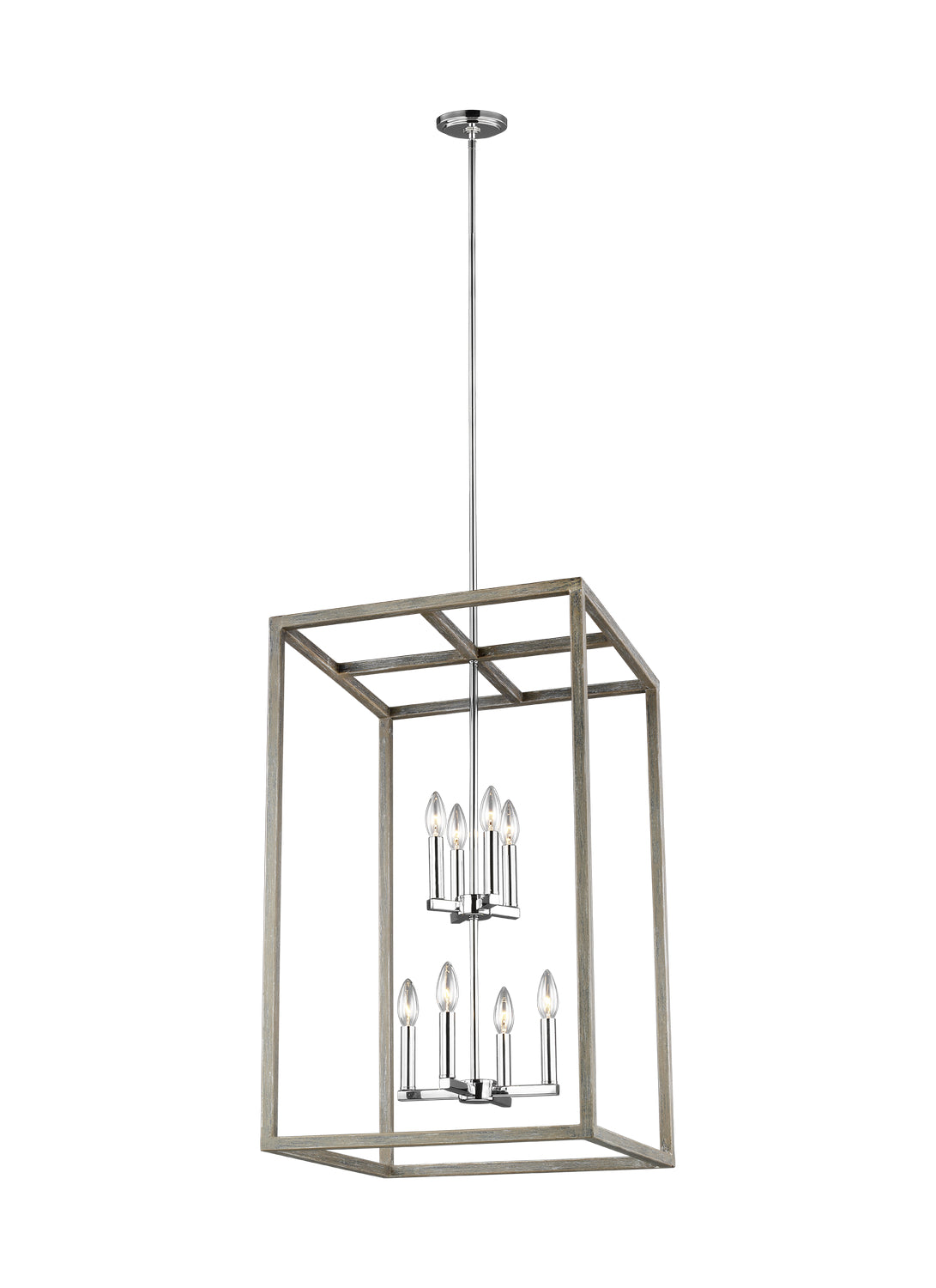 Generation Lighting. - 5134508-872 - Eight Light Hall / Foyer Pendant - Moffet Street - Washed Pine