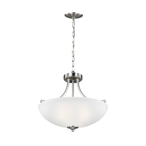 Generation Lighting. - 7716503-962 - Three Light Semi-Flush Convertible Pendant - Geary - Brushed Nickel