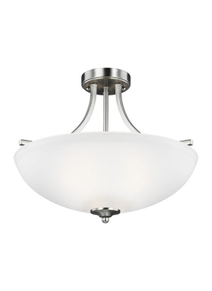 Generation Lighting. - 7716503-962 - Three Light Semi-Flush Convertible Pendant - Geary - Brushed Nickel