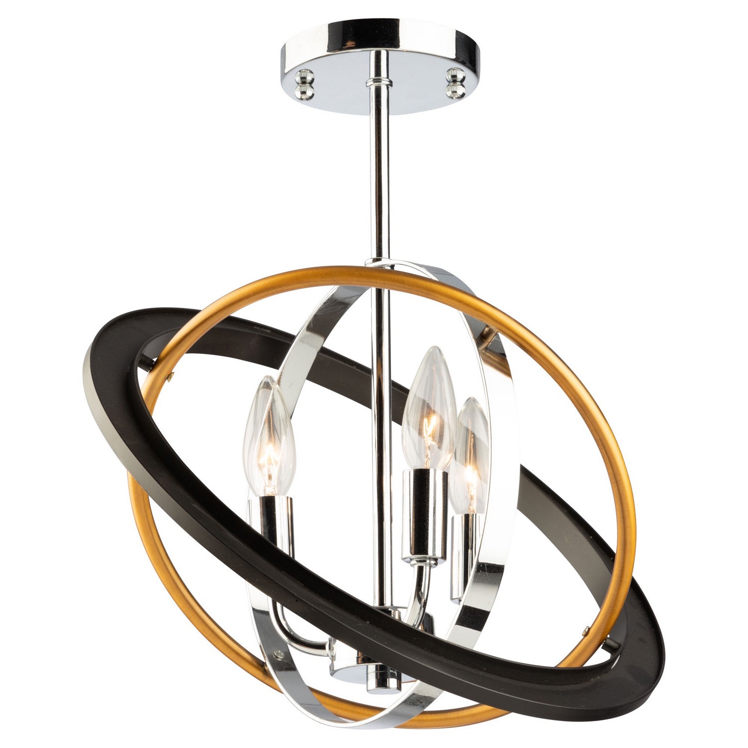 Artcraft - CL15112 - Three Light Semi Flush Mount - Cosmic - Dark Bronze, Chrome, Satin Brass