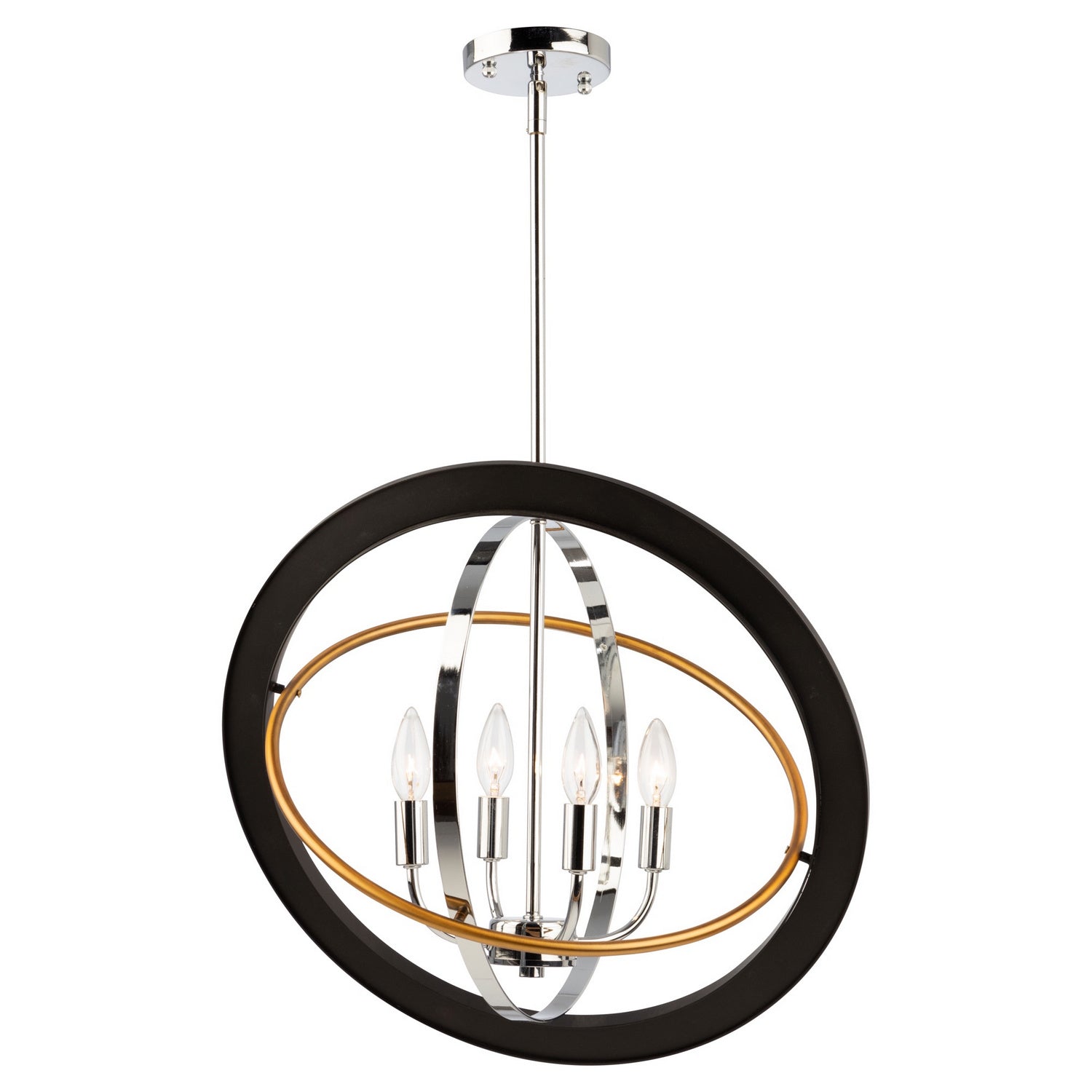 Artcraft - CL15114 - Four Light Chandelier - Cosmic - Dark Bronze, Chrome, Satin Brass