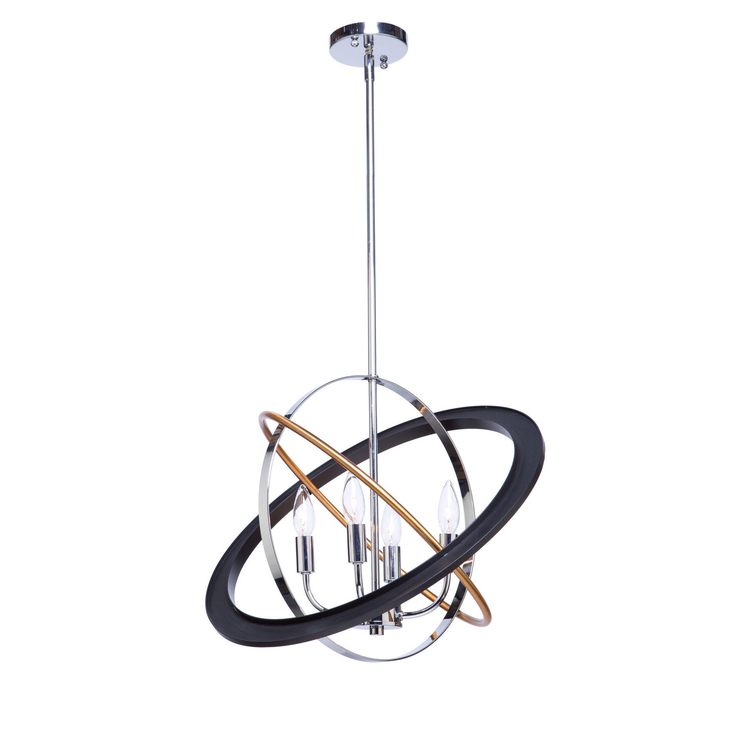 Artcraft - CL15114 - Four Light Chandelier - Cosmic - Dark Bronze, Chrome, Satin Brass