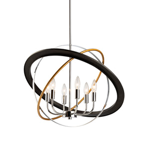 Artcraft - CL15116 - Six Light Chandelier - Cosmic - Dark Bronze, Chrome, Satin Brass