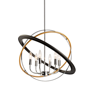 Artcraft - CL15116 - Six Light Chandelier - Cosmic - Dark Bronze, Chrome, Satin Brass