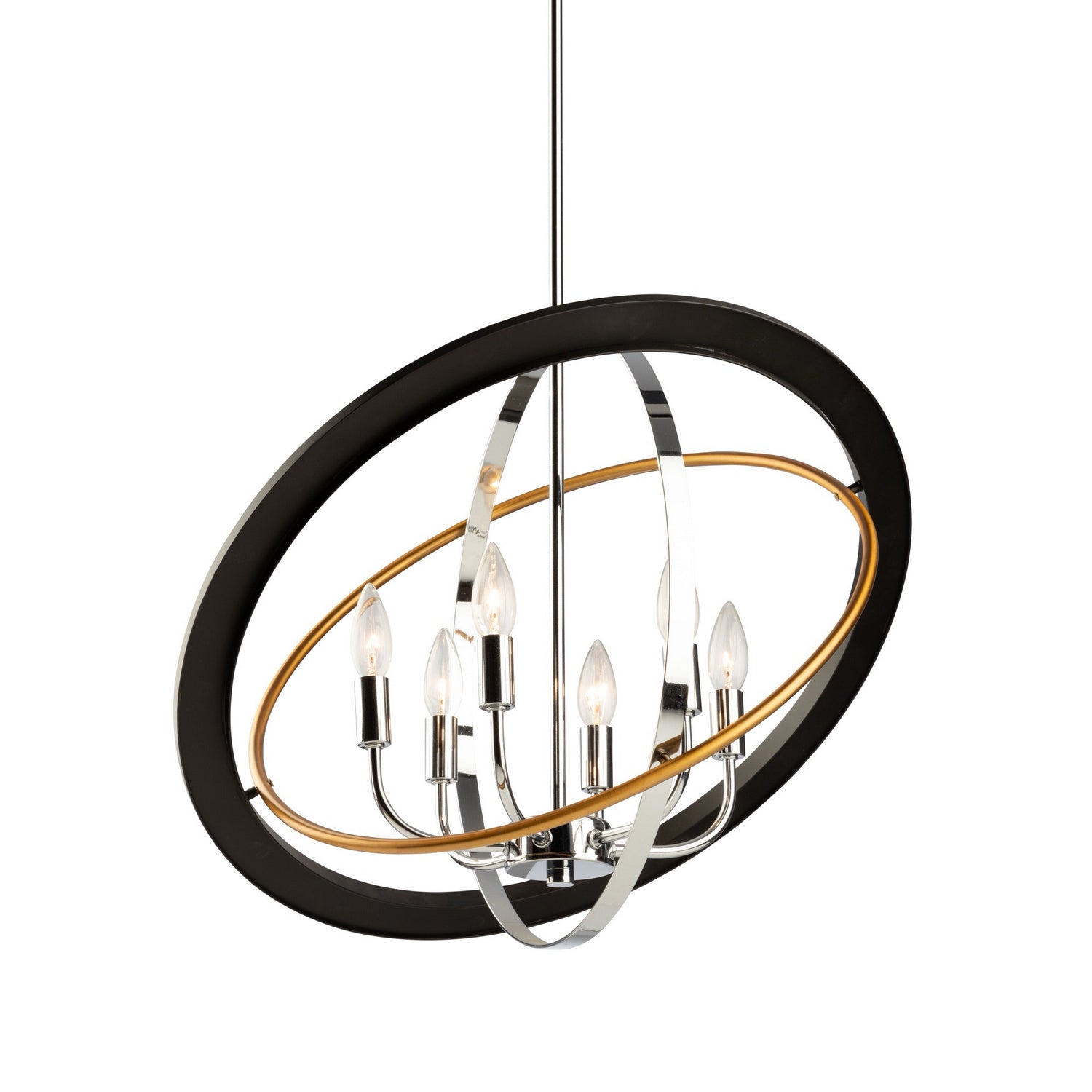 Artcraft - CL15116 - Six Light Chandelier - Cosmic - Dark Bronze, Chrome, Satin Brass